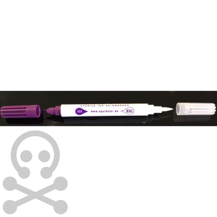 Squidster Piercing Sterile Skinmarker with Eraser Brush - 100 pieces violet